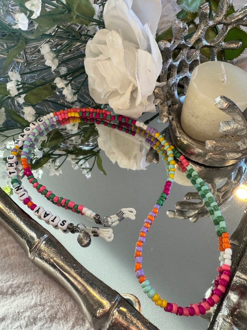 Colorful Beaded Sunglasses Chain • Rainbow Eyeglass Holder • Beaded Glasses Stra